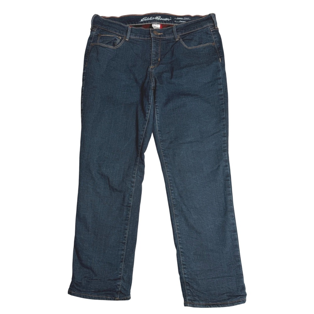 Eddie Bauer Women's Straight Leg Jeans in Dark Blue Denim